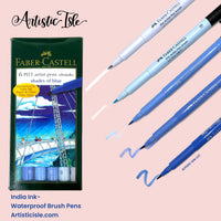 Faber Castell, Pitt Brush Pens, India Ink, shades of Blue, set of 6