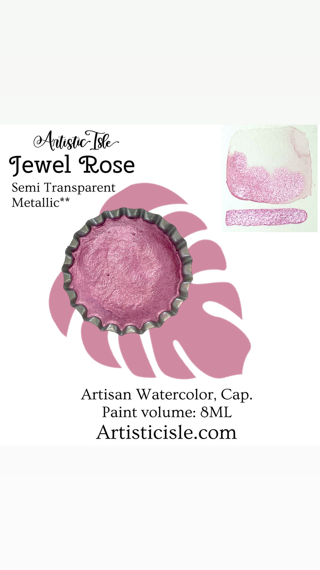 Jewel Rose, metallic watercolor paint, cap, 8ML