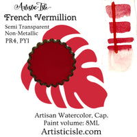 French Vermillion, Handmade Watercolor, 8ML, new bottle cap