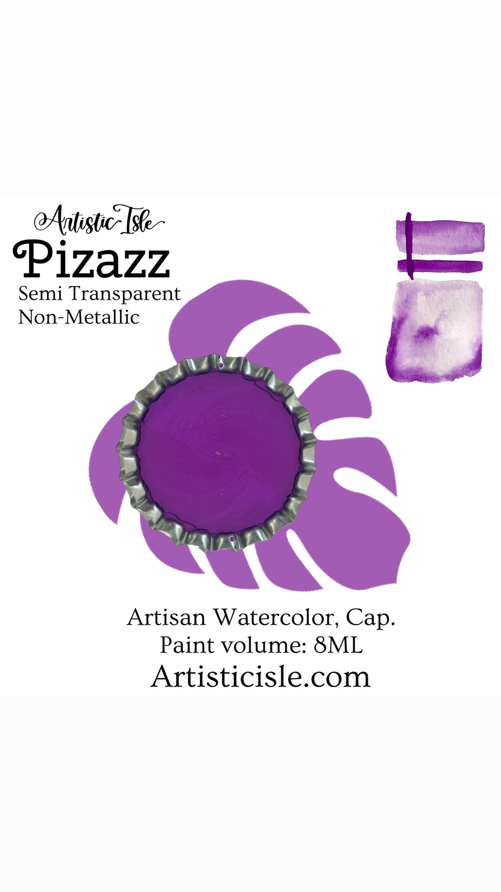 Pizazz, neon purple watercolor paint, 8ML bottle cap