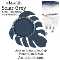 Solar Grey, Granulating watercolor paint, 8ML bottle cap