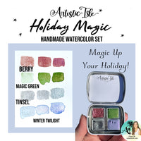 Holiday Magic Watercolor Set of 4, handmade