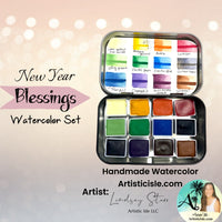 New Year Blessing Watercolor Set, 12 half pans